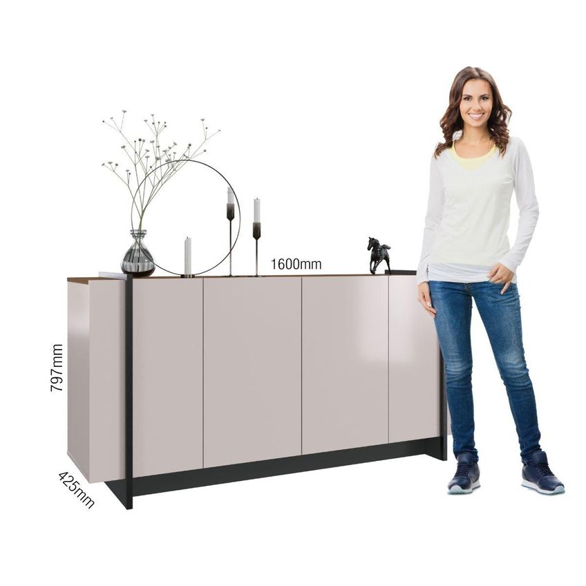 Aparador Buffet Com 4 Portas 160cm Multimóveis Crcol-apa011 Off White/Nogueira/Preto - imagem 3
