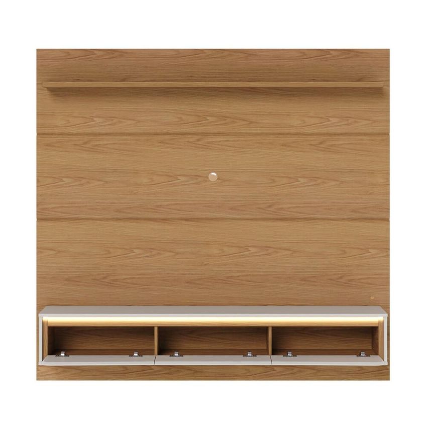 Painel Para TV Até 65 Polegadas Com LED 3 Portas E 1 Prateleira Multimóveis CRCOL-PTV029 Madeirado/Off White - imagem 5