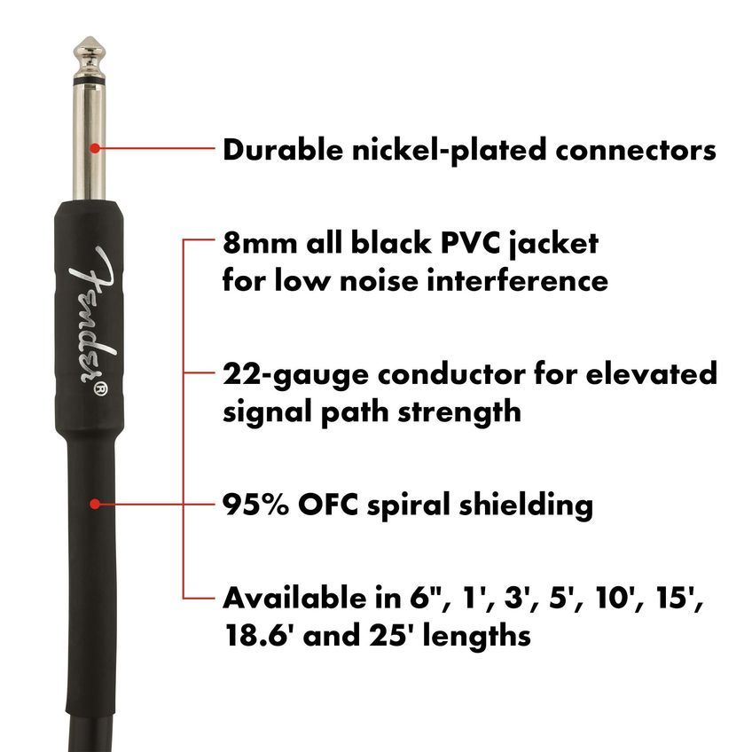Cabo De Instrumento Fender Professional Series 25 Pés Preto - imagem 3