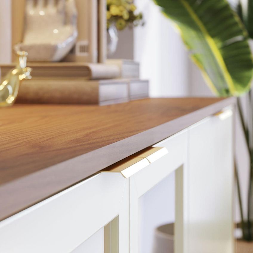 Aparador Buffet Com Vidro E 4 Portas 160cm Multimóveis Crcol-apa007 Madeirado/Off White - imagem 3