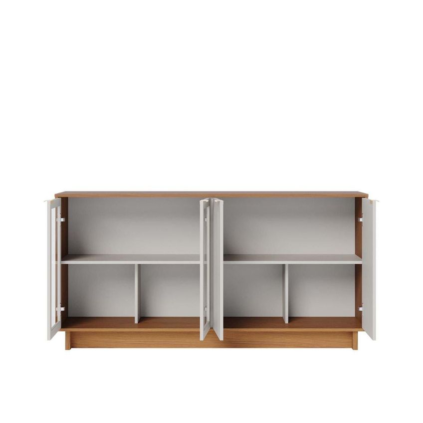 Aparador Buffet Com Vidro E 4 Portas 160cm Multimóveis Crcol-apa007 Madeirado/Off White - imagem 5