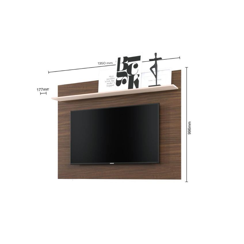 Painel Para TV Até 55 Polegadas Com Prateleira Multimóveis CRCOL-PTV027 Nogueira/Off White - imagem 3