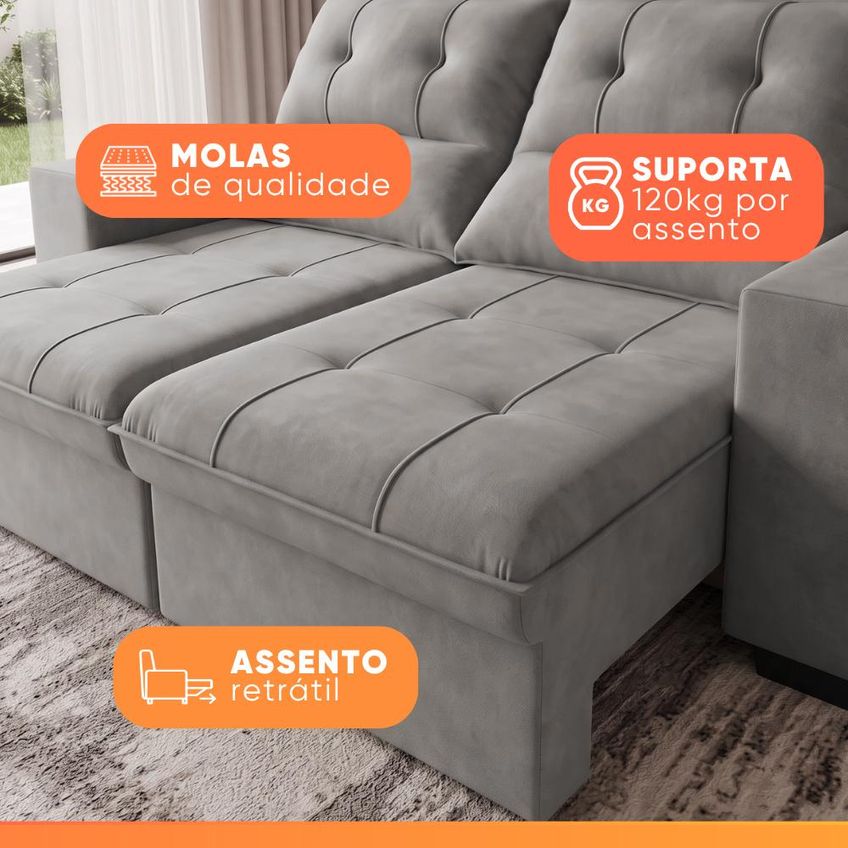Sofá Retrátil E Reclinável 2 Lugares 2,05m Espanha - imagem 5