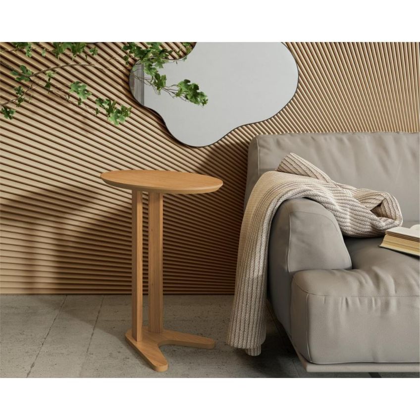 Mesa Auxiliar Oval 60cm Dalla Costa Freijó - imagem 2