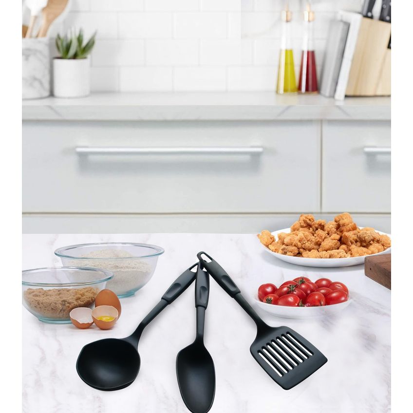 Conjunto De Utensílios De Cozinha Bene Casa 3 Peças Nylon Preto - imagem 3