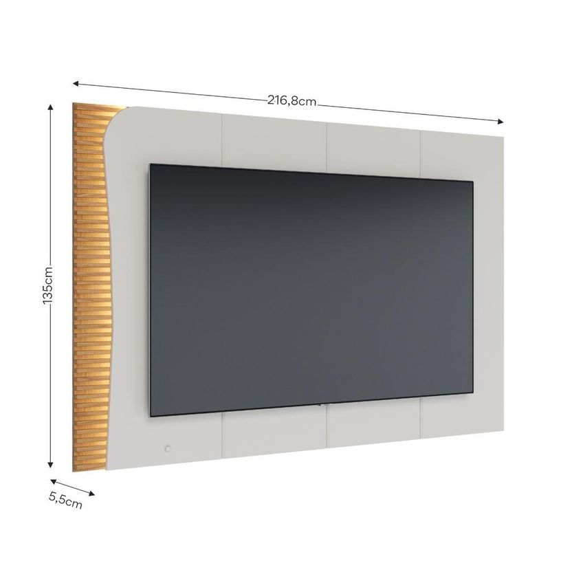 Painel Para TV Até 65 Polegadas Com LED 216,8cm Multimóveis CRCOL-PTV031 Off White/Madeirado - imagem 3