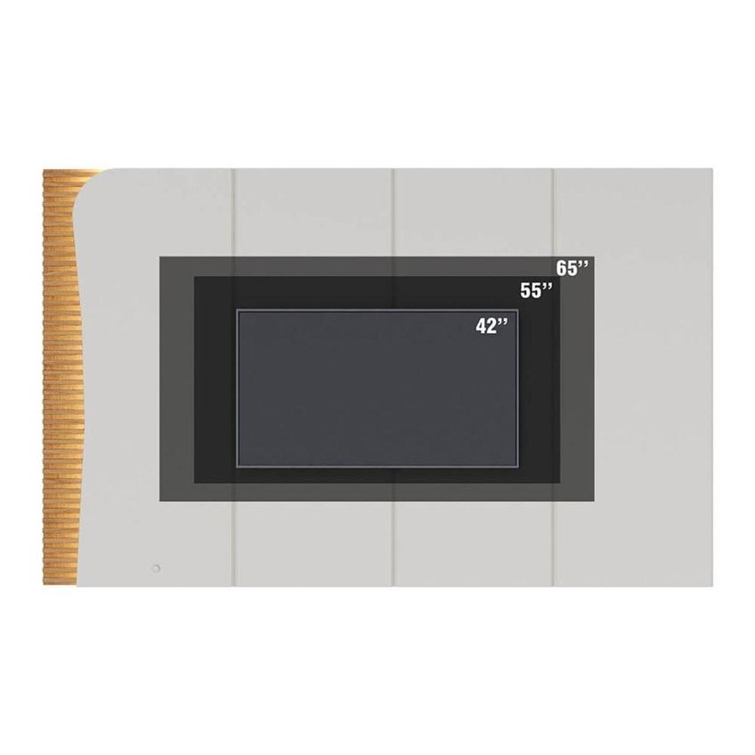 Painel Para TV Até 65 Polegadas Com LED 216,8cm Multimóveis CRCOL-PTV031 Off White/Madeirado - imagem 4