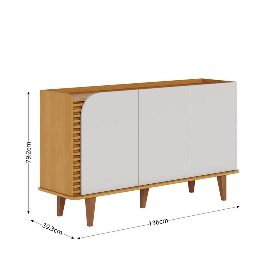 Aparador Buffet Com 3 Portas 136cm Multimóveis Crcol-apa010 Madeirado/Off White - imagem 4