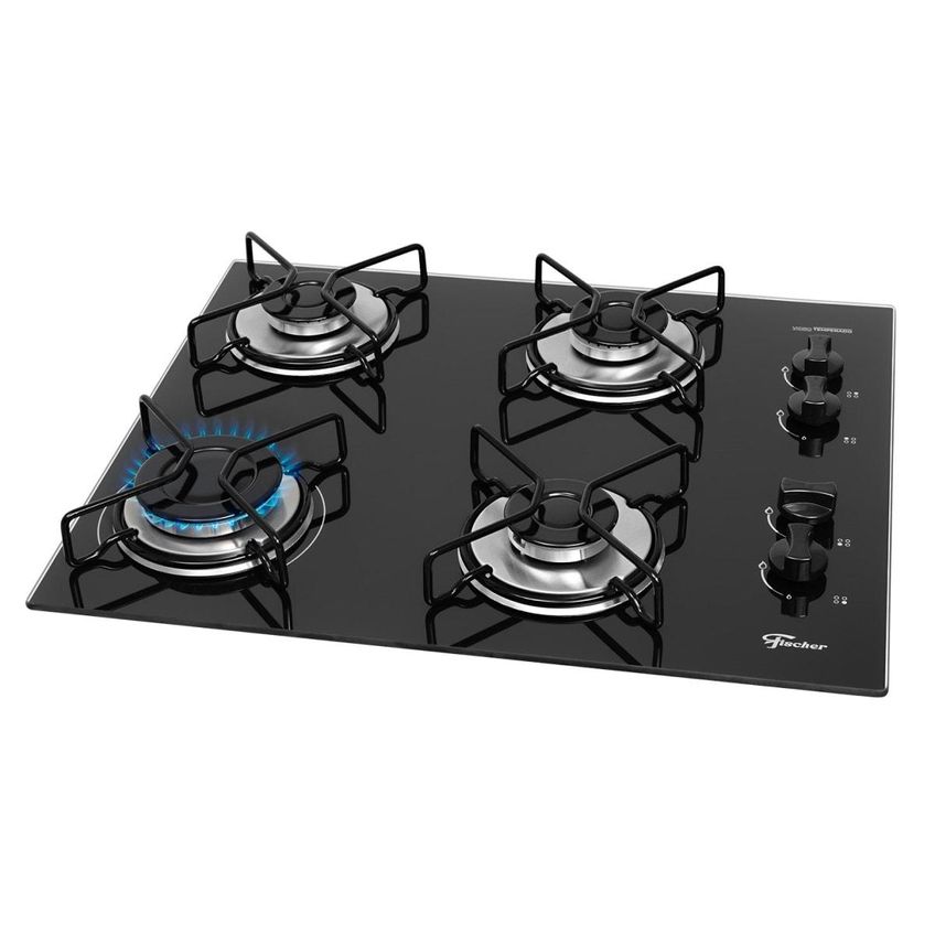 Cooktop 4 Bocas Fit Line Trempe Esmaltada Aramadomesa Fische Preto - imagem 3