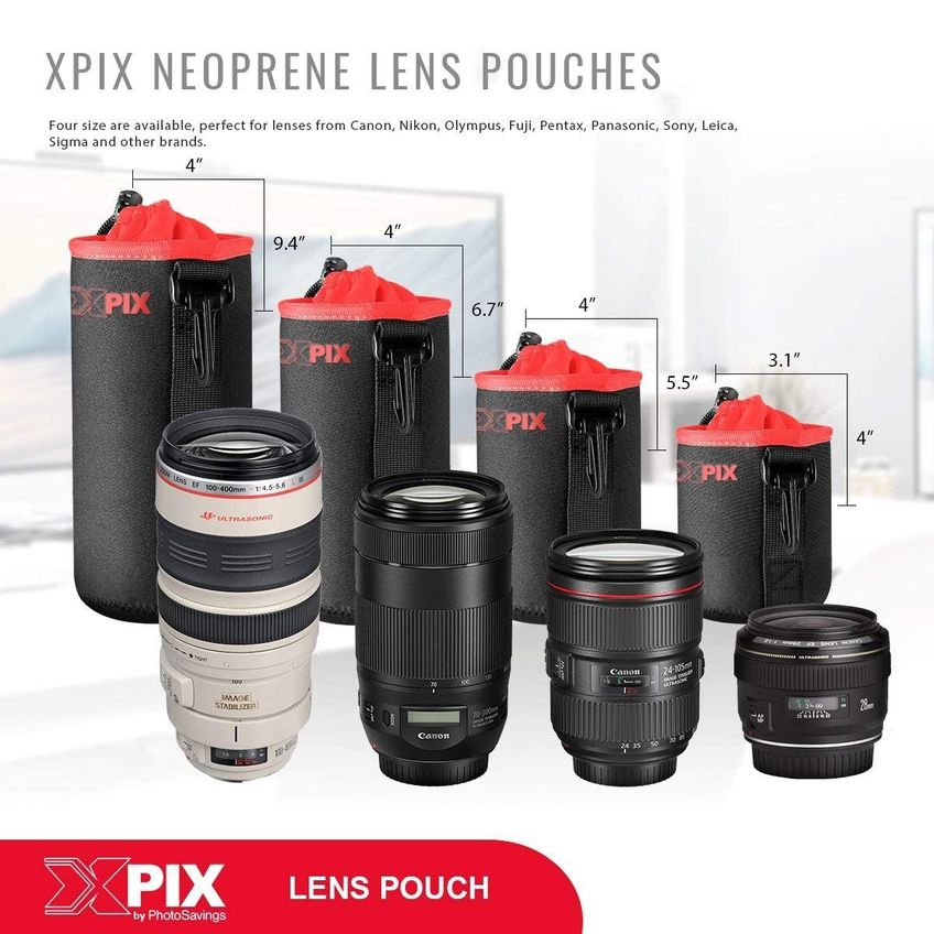 Bolsa De Neoprene Para Lentes Dslr Xpix – Compatível Com Canon, Nikon E Sony - imagem 4