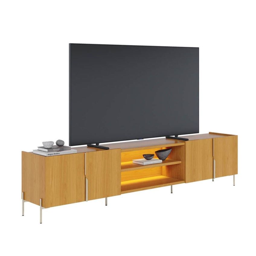Rack Para TV Até 85 Polegadas Com LED 4 Portas e 2 Nichos Multimóveis CRCOL-RCK037 Madeirado - imagem 2