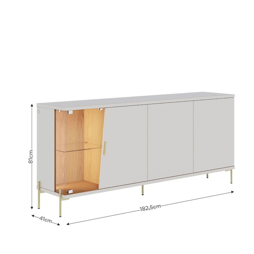 Aparador Buffet Com 4 Portas E Vidro 182,5cm Multimóveis Crcol-apa008 Off White/madeirado - imagem 4
