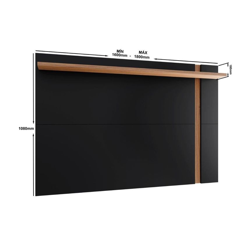 Painel Para TV Até 70 Polegadas Extensível Com Prateleira Multimóveis CRCOL-PTV028 Preto/Madeirado - imagem 4