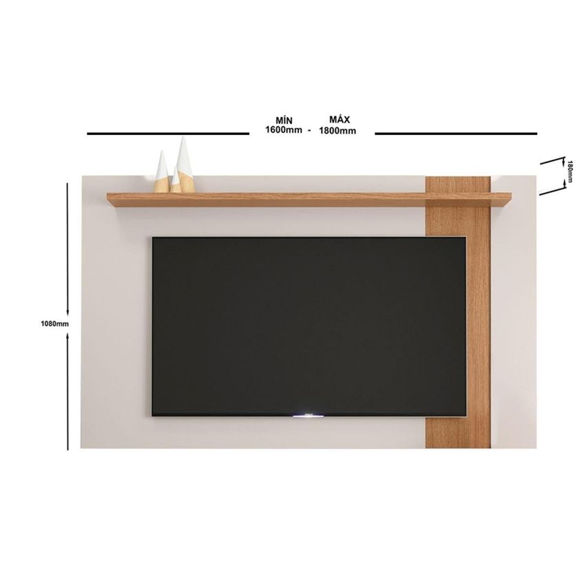 Painel Para TV Até 70 Polegadas Extensível Com Prateleira Multimóveis CRCOL-PTV028 Off White/Madeirado - imagem 3