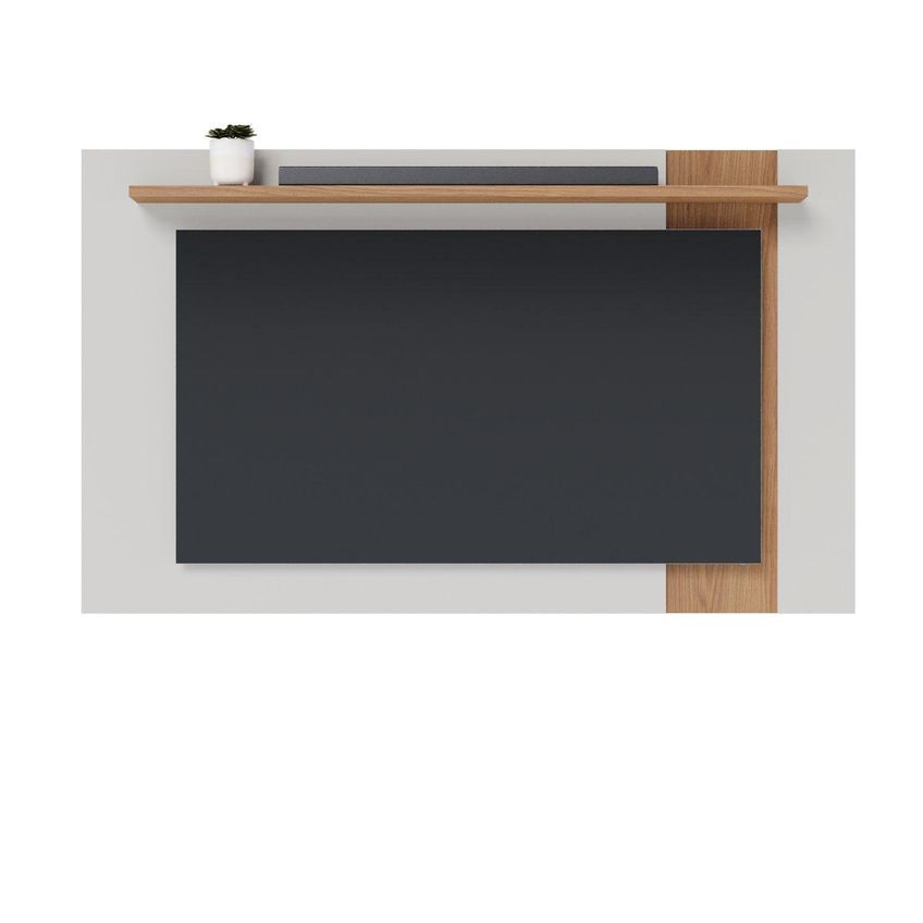 Painel Para TV Até 70 Polegadas Extensível Com Prateleira Multimóveis CRCOL-PTV028 Off White/Madeirado - imagem 4