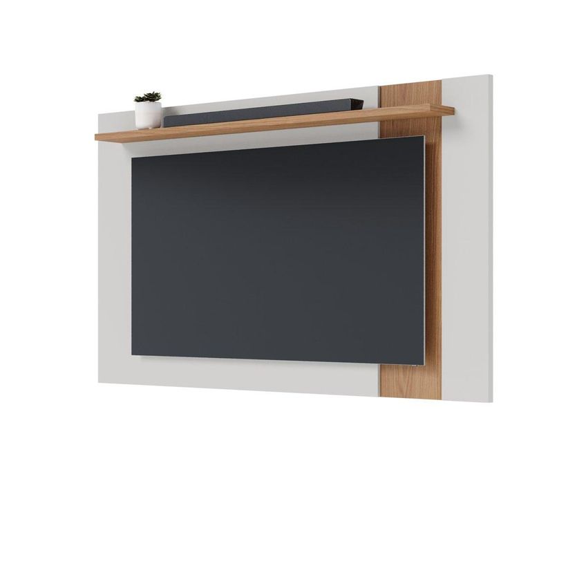 Painel Para TV Até 70 Polegadas Extensível Com Prateleira Multimóveis CRCOL-PTV028 Off White/Madeirado - imagem 5
