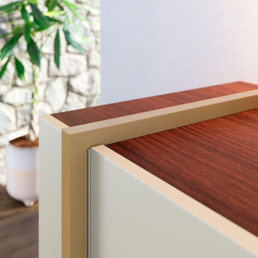 Aparador Buffet Com 4 Portas 160cm Multimóveis CRCOL-APA011 Off White/Nogueira/Dourado - imagem 3