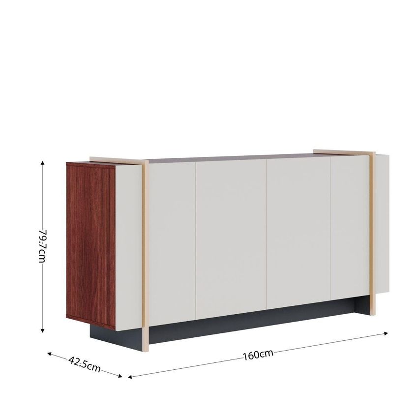 Aparador Buffet Com 4 Portas 160cm Multimóveis CRCOL-APA011 Off White/Nogueira/Dourado - imagem 4