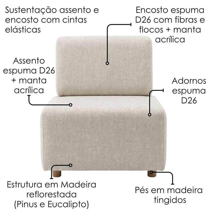 Poltrona Modular Block Pes Madeira Linho Tcs 701 Moll - imagem 5