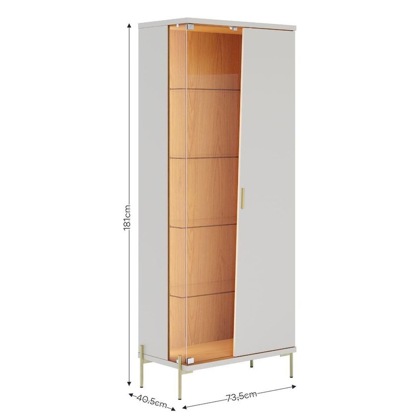 Cristaleira Com Led Vidro 2 Portas 73,5cm Multimóveis Crcol-cri004 Off White/madeirado - imagem 4