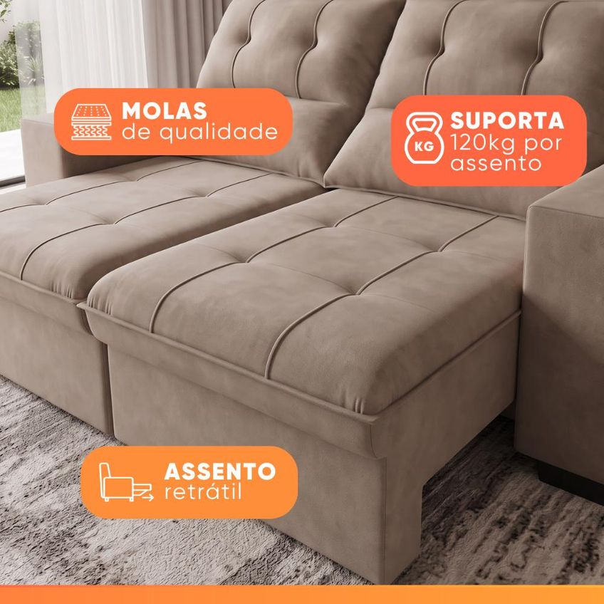 Sofá Retrátil E Reclinável 3 Lugares 2,30m Espanha - imagem 5