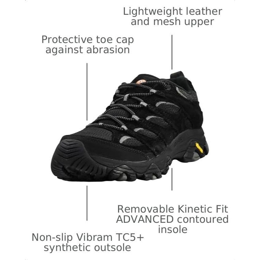 Tênis De Trilha Merrell Moab 3 Masculino 8.5m Preto/preto - imagem 3