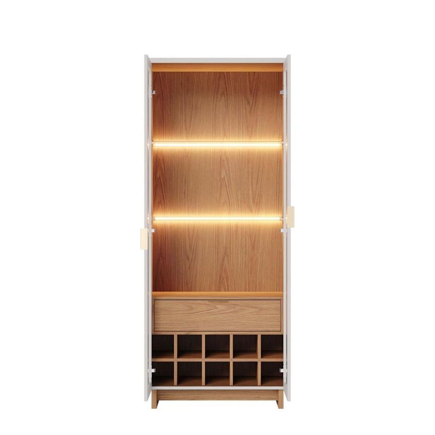 Cristaleira Com Led 2 Portas De Vidro 1 Gaveta E Adega 71,6cm Multimóveis Crcol-cri010 Off White/madeirado - imagem 5