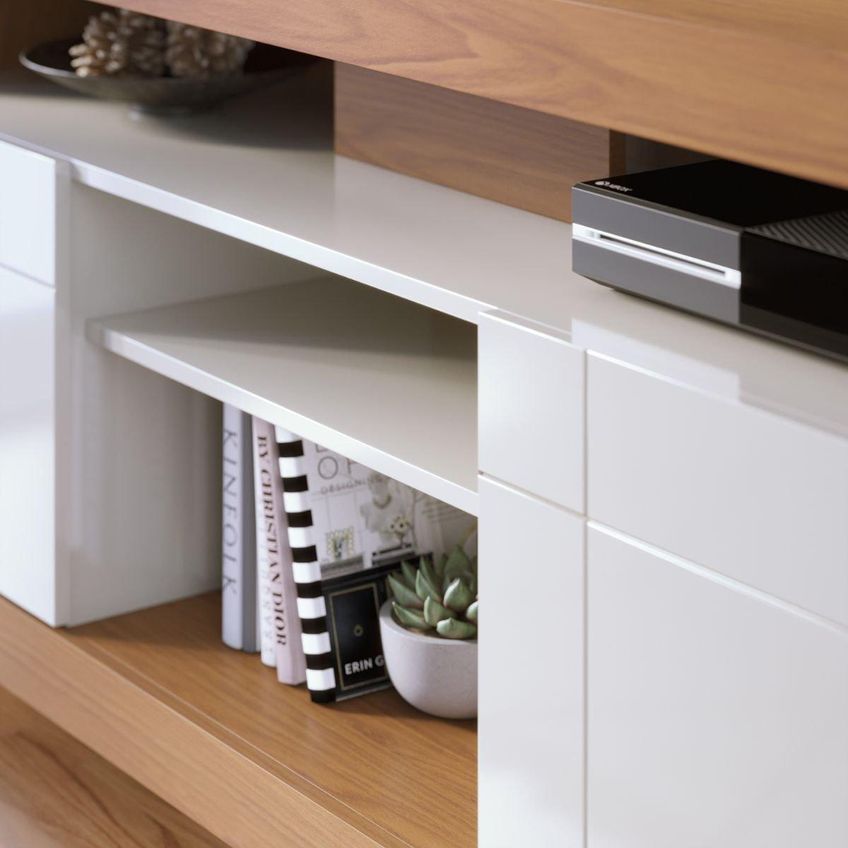 Rack Para TV Até 47 Polegadas Com 2 Portas E Rodízios Multimóveis CRCOL-RCK034 Madeirado/Off White - imagem 3