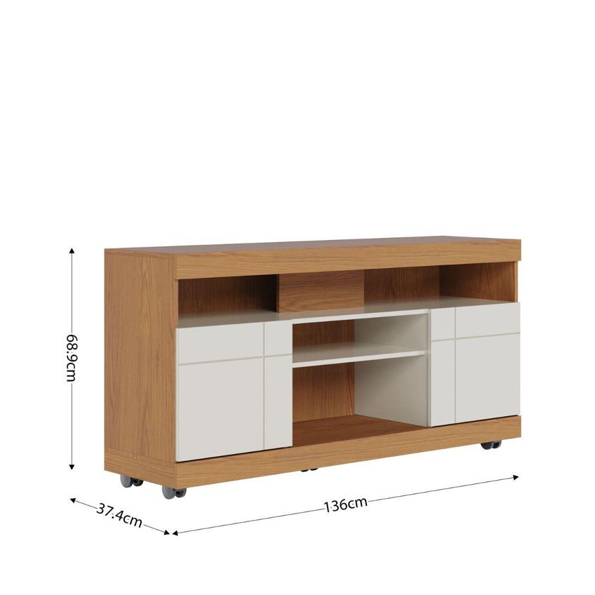 Rack Para TV Até 47 Polegadas Com 2 Portas E Rodízios Multimóveis CRCOL-RCK034 Madeirado/Off White - imagem 4
