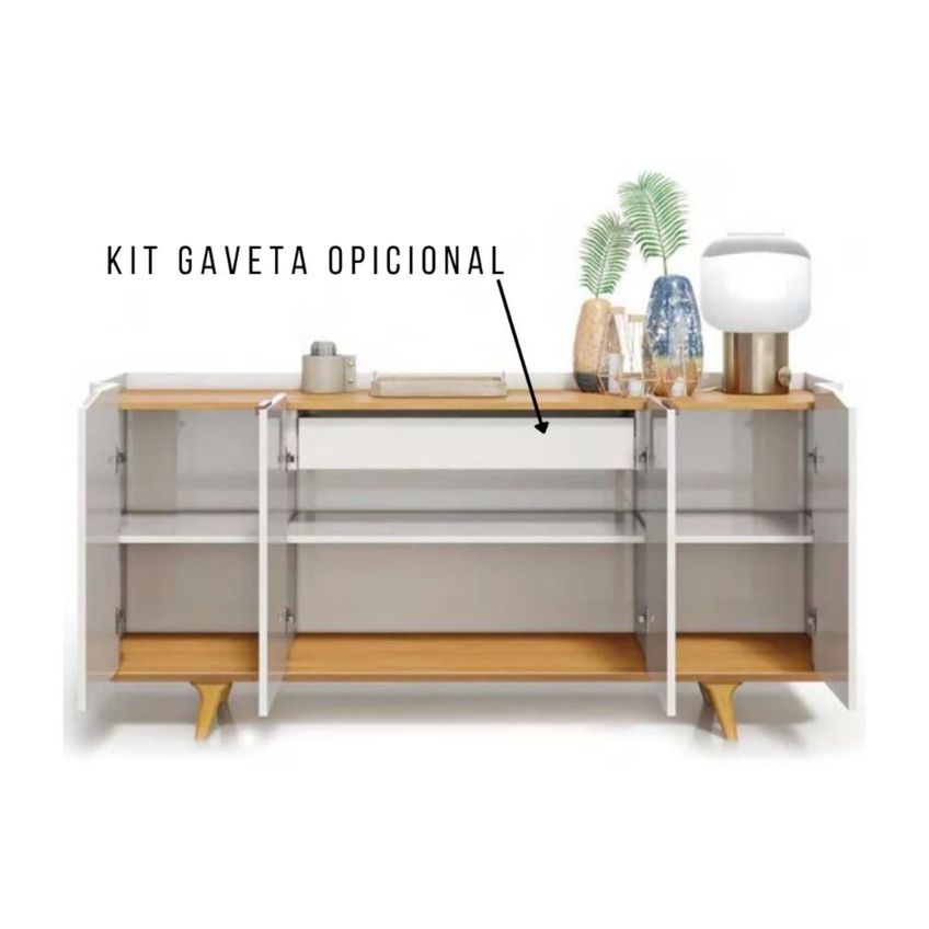 Buffet Arc 4 Portas 160cm Imcal Off White Nature - imagem 3