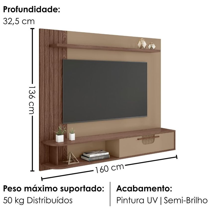 Painel Suspenso TV 65 Pol 160 cm Jeri Fendi Carvalho Bechara - imagem 3