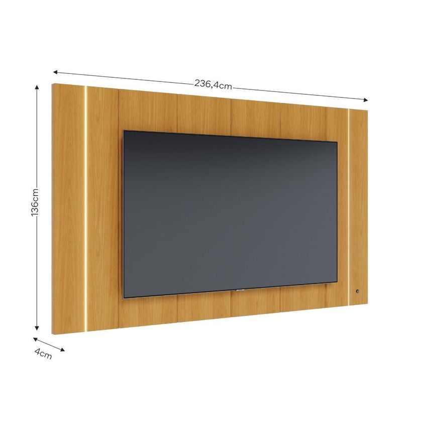 Painel Para TV Até 75 Polegadas Com LED 100% MDF Multimóveis CRCOL-PTV025 Madeirado - imagem 4