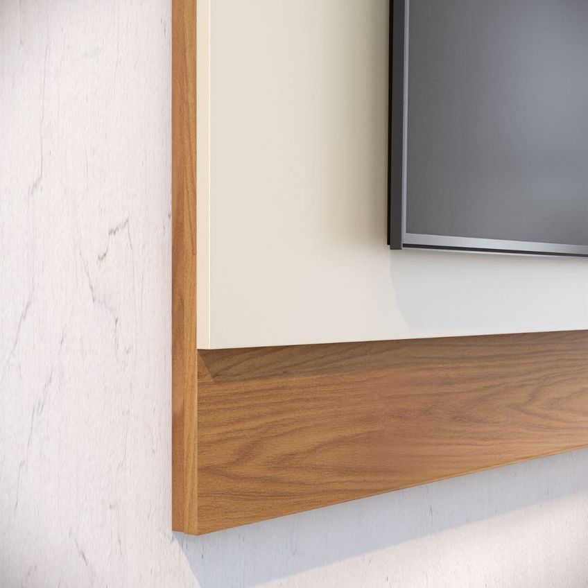 Painel Para TV Até 75 Polegadas 200cm Multimóveis CRCOL-PTV018 Off White/Madeirado - imagem 3