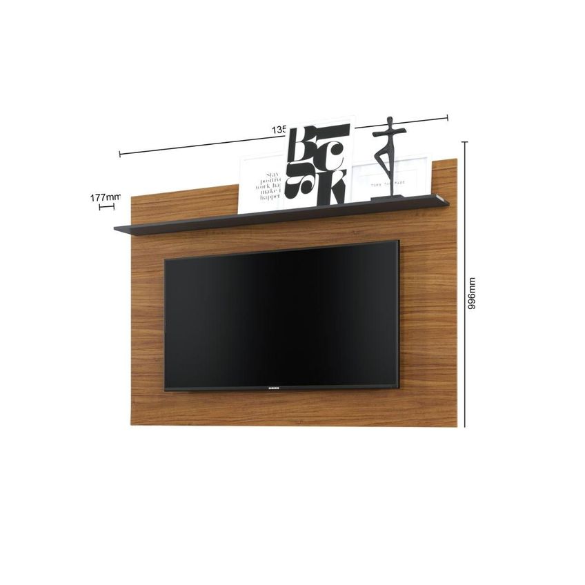Painel Para TV Até 55 Polegadas Com Prateleira Multimóveis CRCOL-PTV027 Madeirado/Preto - imagem 4