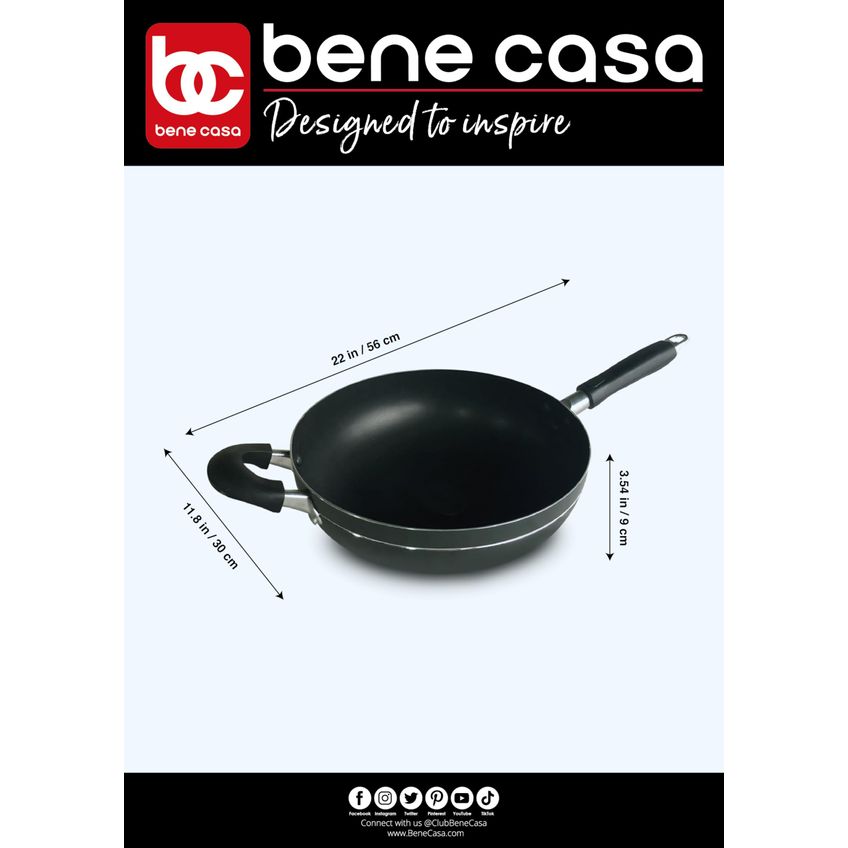 Wok Bene Casa 30 Cm Alumínio Antiaderente Apto Para Lava-louças - imagem 2
