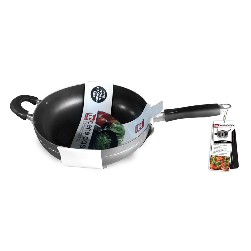Wok Bene Casa 30 Cm Alumínio Antiaderente Apto Para Lava-louças - imagem 3