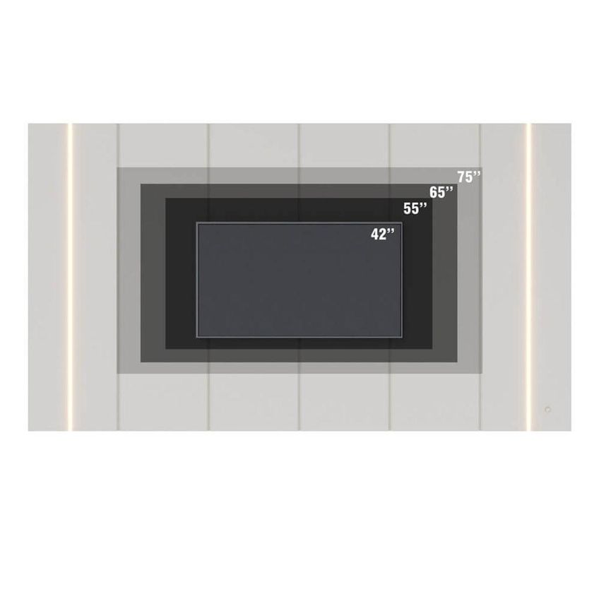 Painel Para TV Até 75 Polegadas Com LED 100% MDF Multimóveis CRCOL-PTV025 Off White - imagem 3