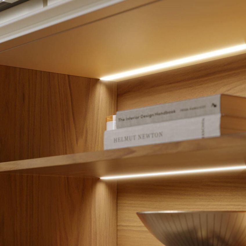 Rack Para TV Até 75 Polegadas Com LED 2 Portas E Nichos Multimóveis CRCOL-RCK041 Off White/Madeirado - imagem 5