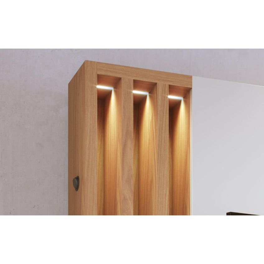 Rack Com Painel Para TV Até 65 Polegadas Com LED 2 Portas 3 Nichos Multimóveis CRCOL-RCP026 Madeirado/Off White - imagem 3
