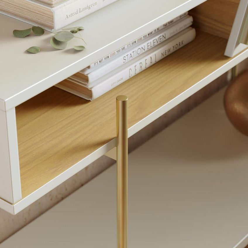 Aparador Buffet Com 1 Porta E 2 Prateleiras 135,8cm Multimóveis Crcol-apa006 Off White/madeirado - imagem 3