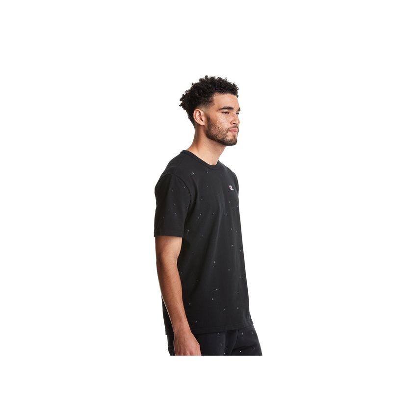 Camiseta Champion Heritage De Manga Curta Estampa Respingo De Tinta Preto M - imagem 3