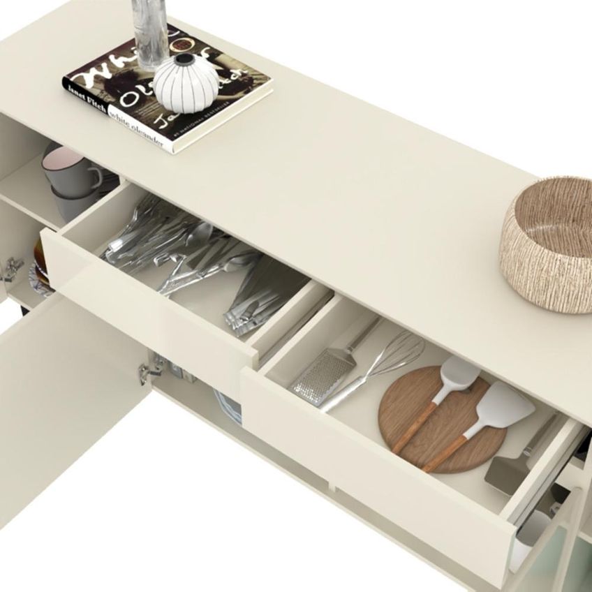 Buffet Aparador Industrial Lume 183 Cm 4 Portas E 2 Gavetas - Off White - imagem 5