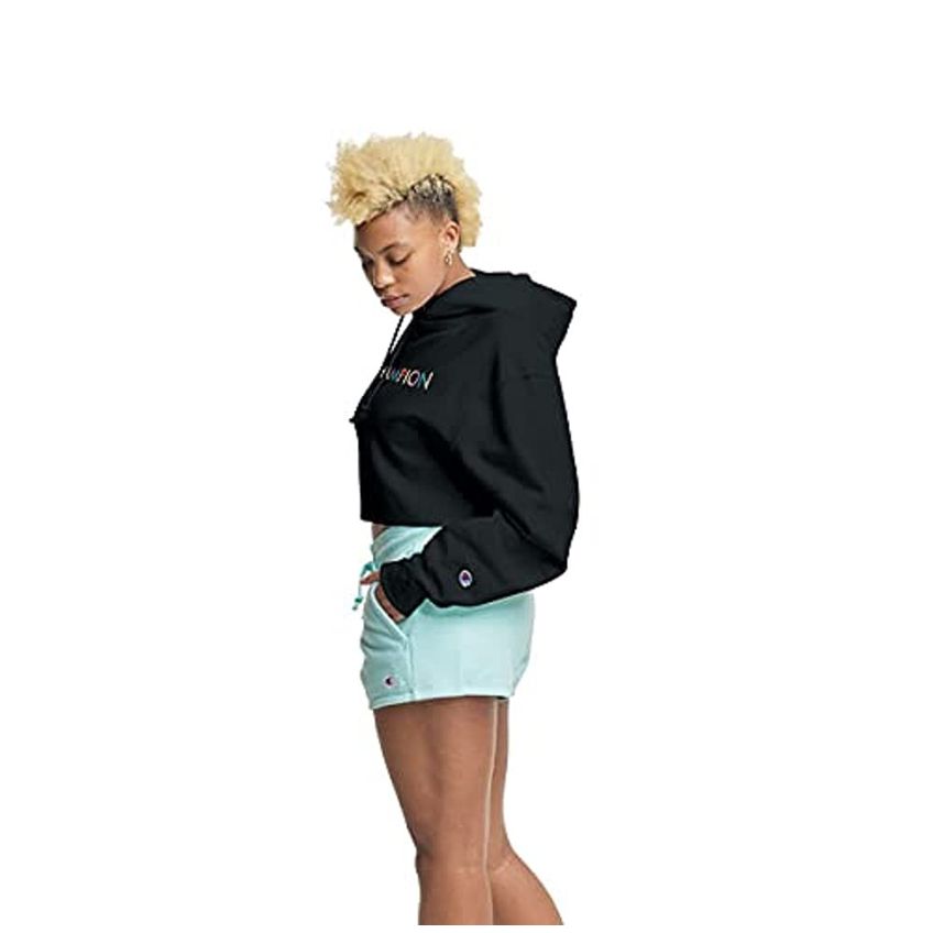 Moletom Champion Corte Cropped Em Reverse Weave Tamanho Po Preto - imagem 3