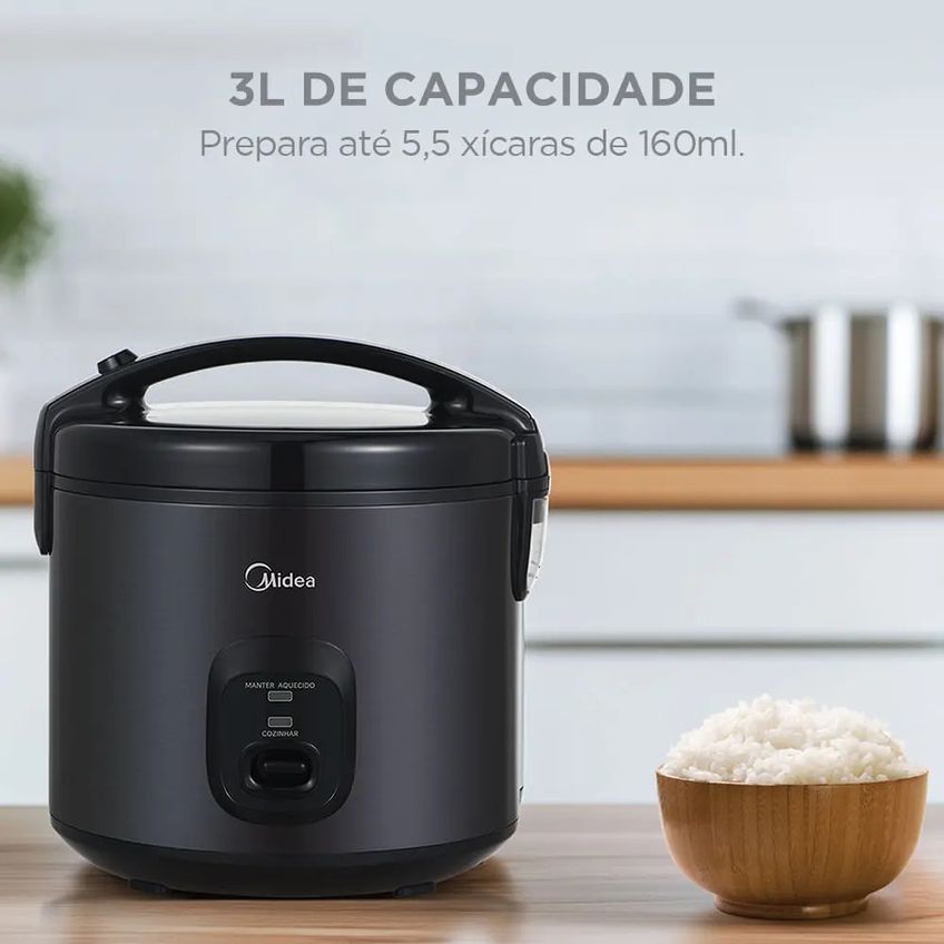 Panela De Arroz Elétrica 3l Preta Midea Cor Preto - imagem 5