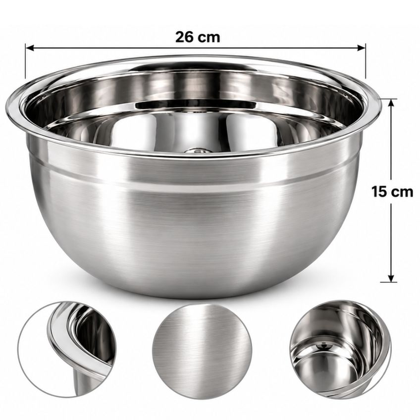 Tigela Inox Master Cheff Profissional 26cm Grande Marca Kehome Panami - imagem 3