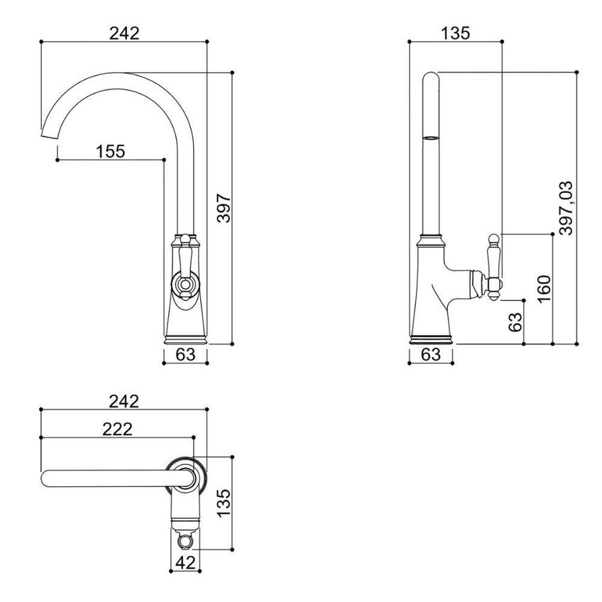 Misturador Monocomando Kromma Para Cozinha Ou Lavatório Com Bica Alta Giratória Em Aço Inox Ébano Kr380 1293 - imagem 3