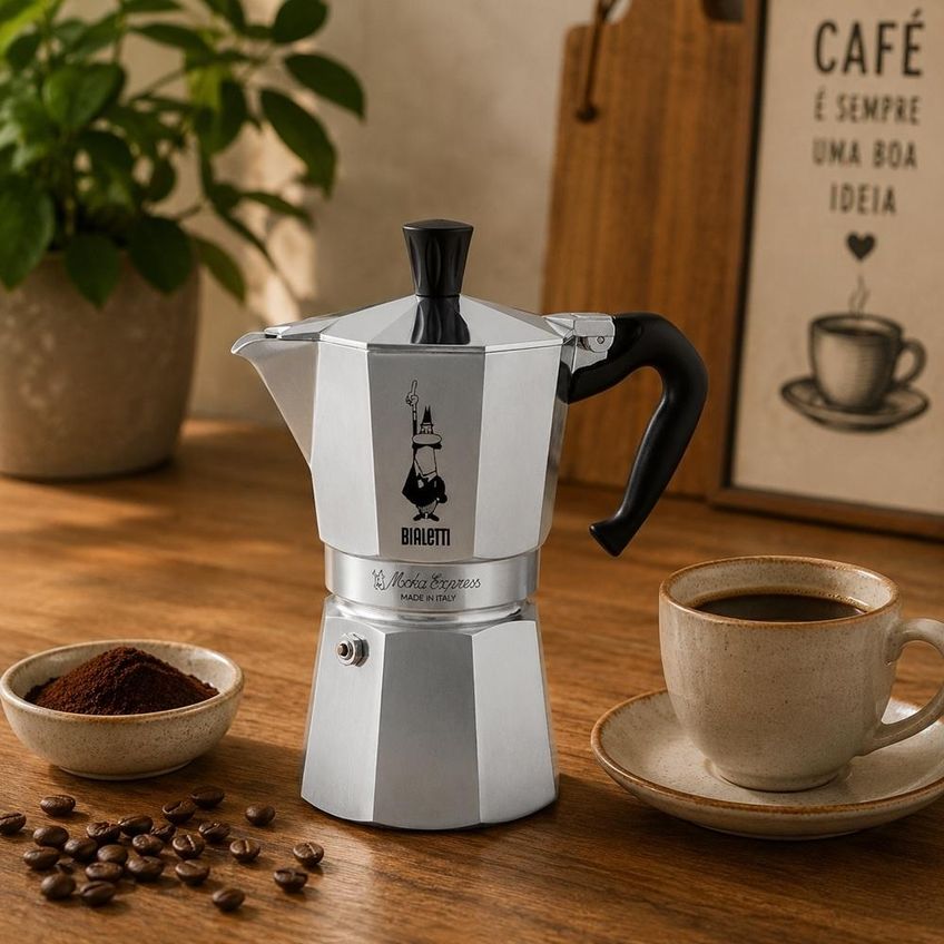 Cafeteira Italiana Bialetti Nuova Moka Express 6 Xícaras Em Alumínio 10010006 - imagem 5