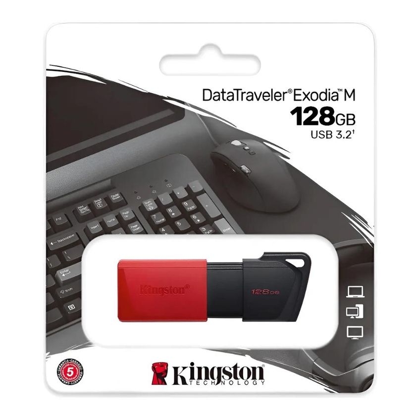 Pen Drive Kingston DataTraveler Exodia M USB 3.2 128GB Vermelho - imagem 2