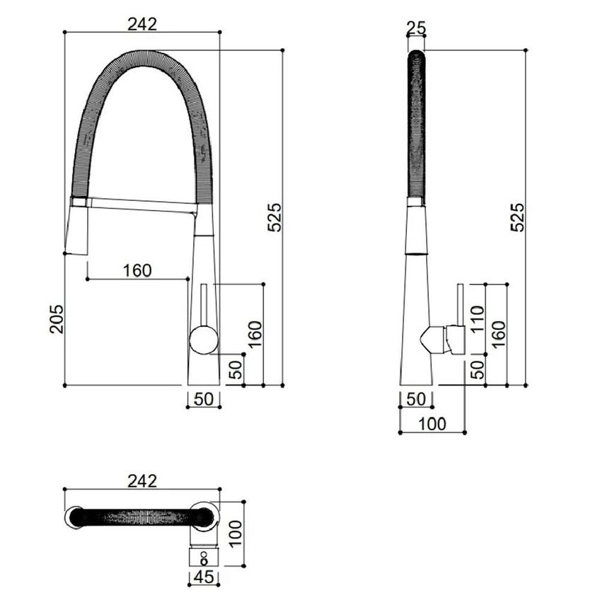 Misturador Monocomando Rubinettos Com Bica Alta Giratória Em Aço Inox Escovado RB3396 - imagem 3