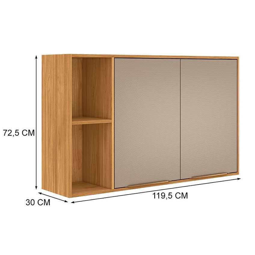 Armário Aéreo Com Nichos 2 Portas 120cm Plena Cinamon/nude Prime Tx - Demóbile - imagem 4